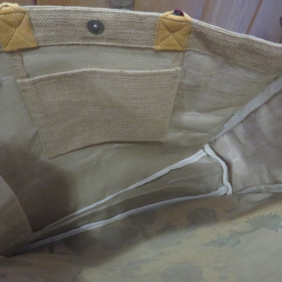 NWT Mona B Hello Sunshine Burlap Bag - Picture 5 of 6